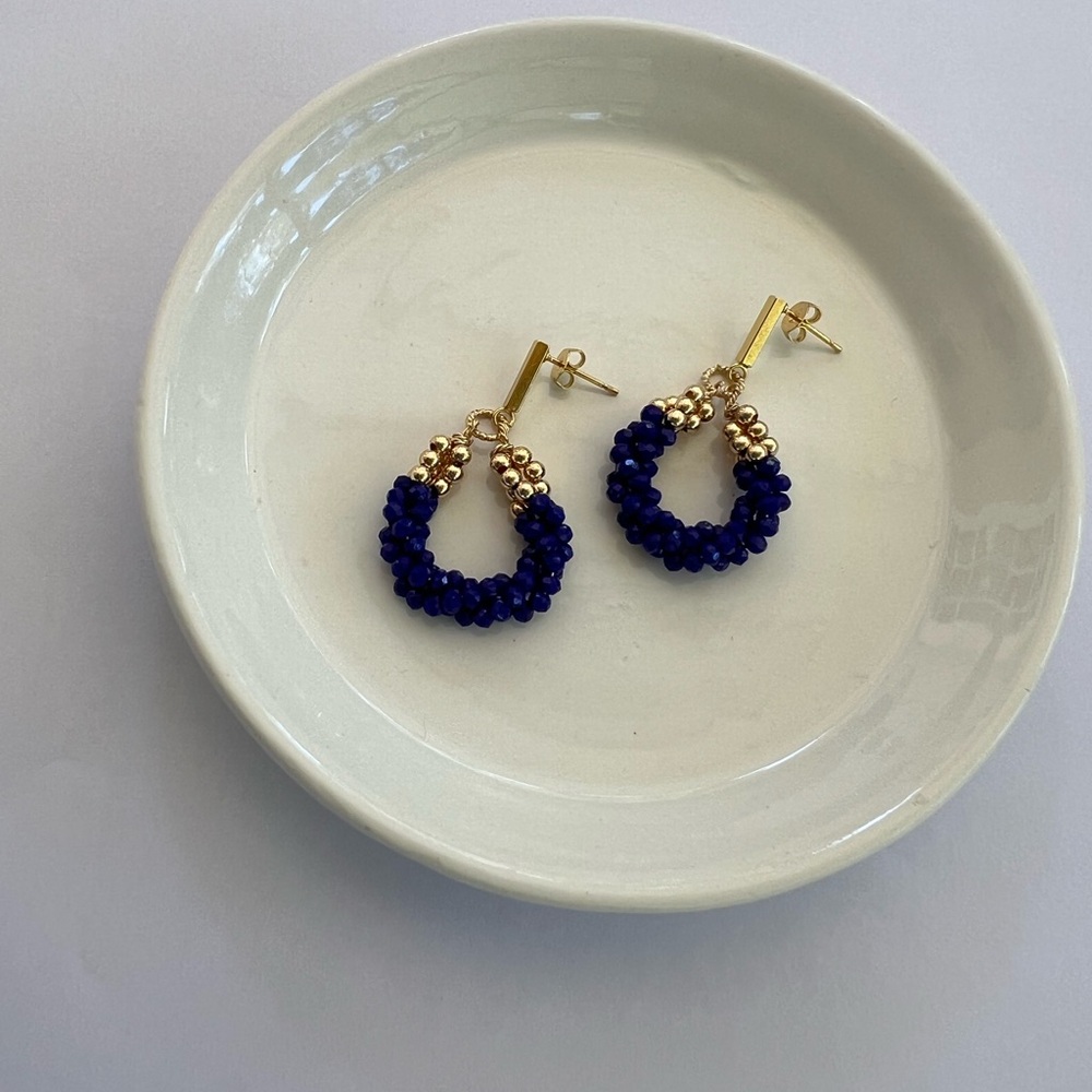 Handmade Sapphire Blue Crystal Earrings - Picture 2 of 10